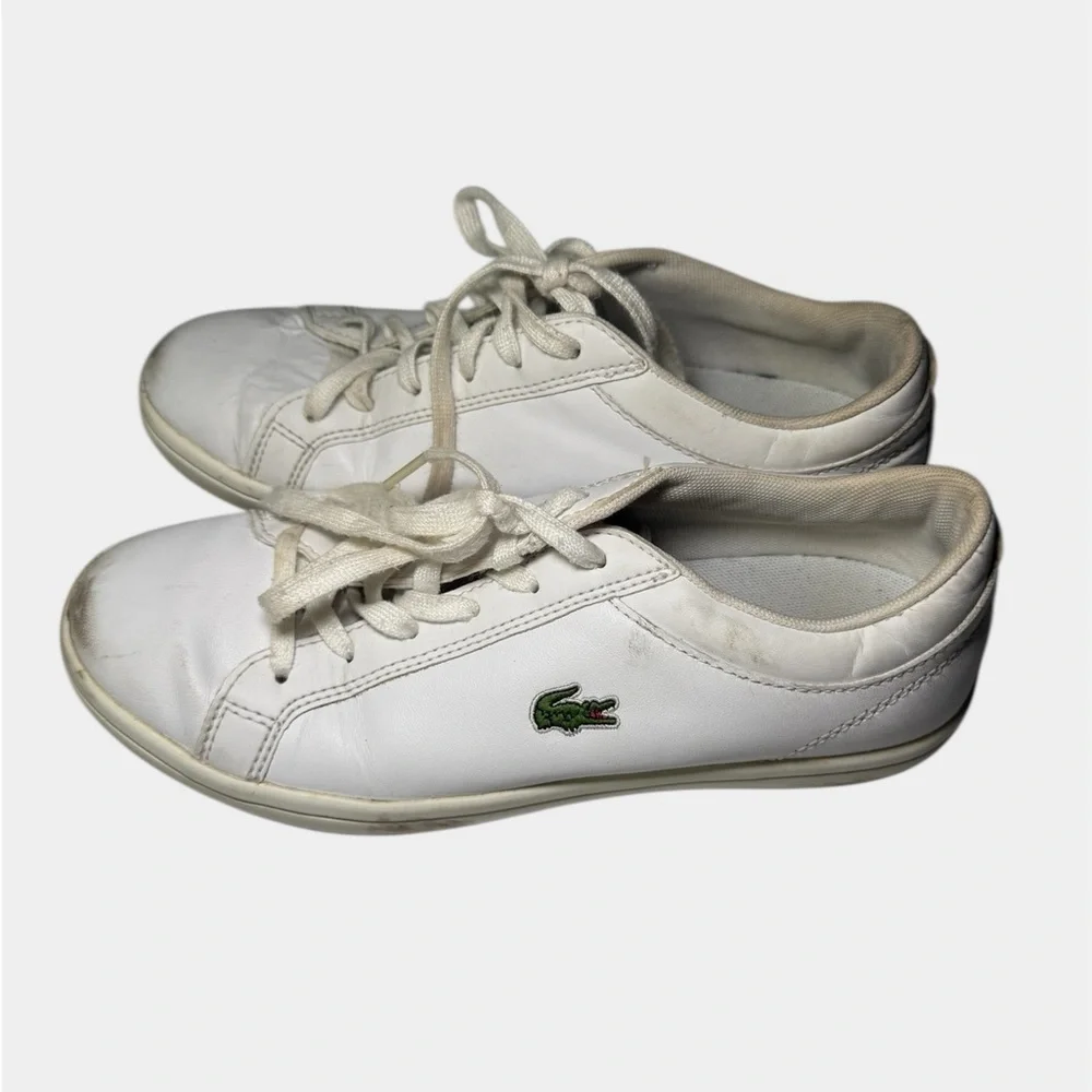 Lacoste Sneakers Womens Youth Size 6.5 White Green Low Top Classic Sporty